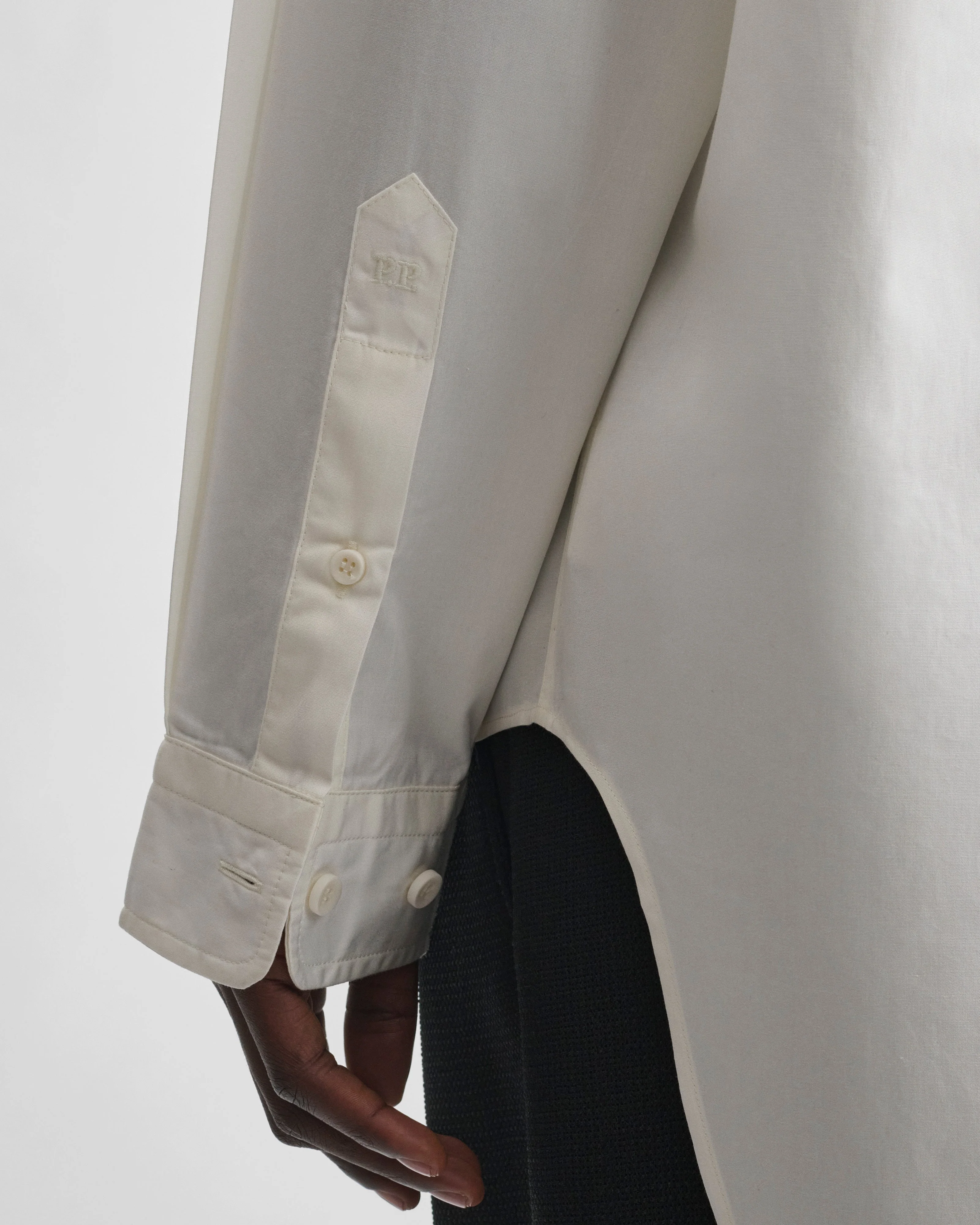 UPRIGHT-COLLAR SHIRT | cream cotton - Image 5