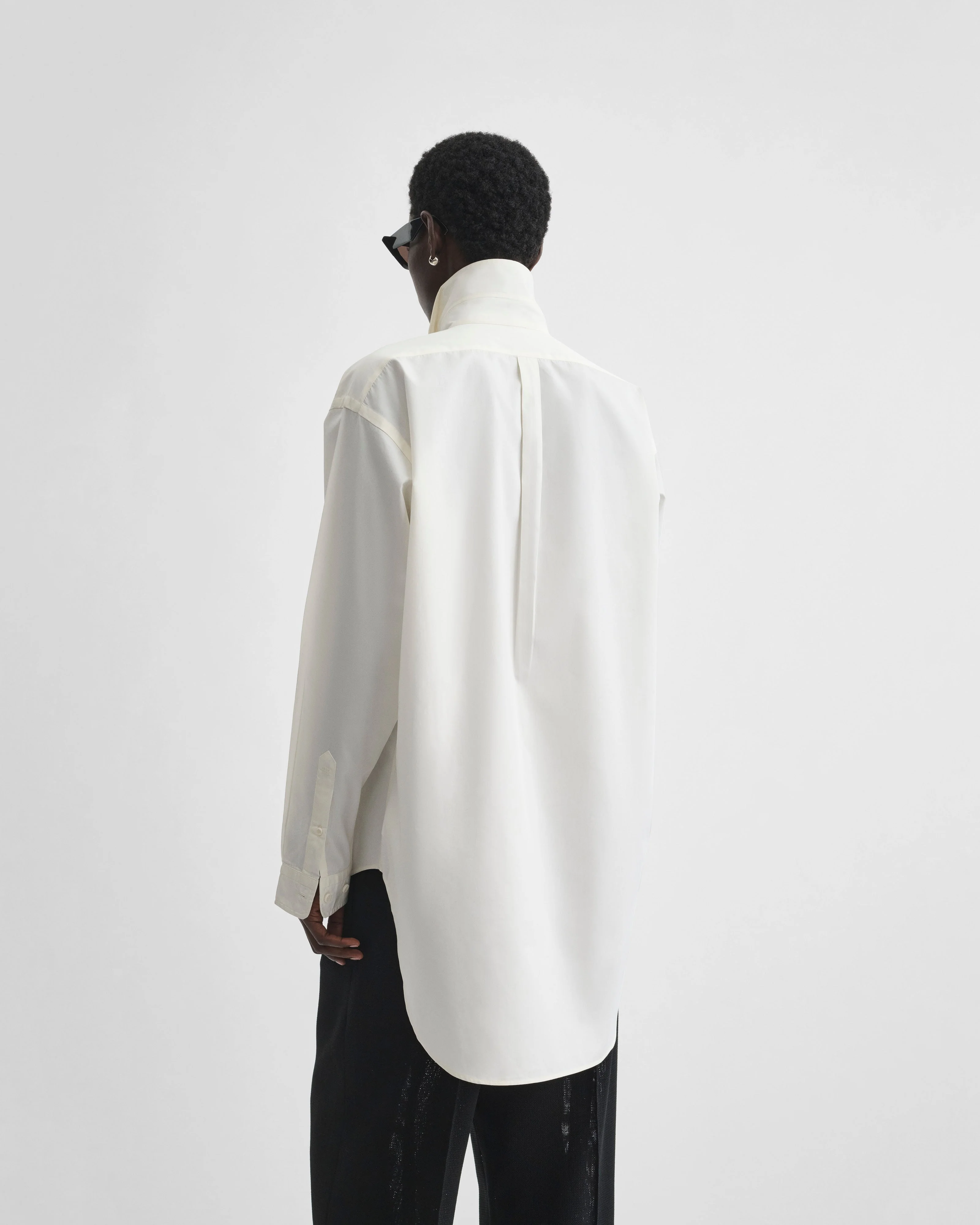 UPRIGHT-COLLAR SHIRT | cream cotton - Image 6