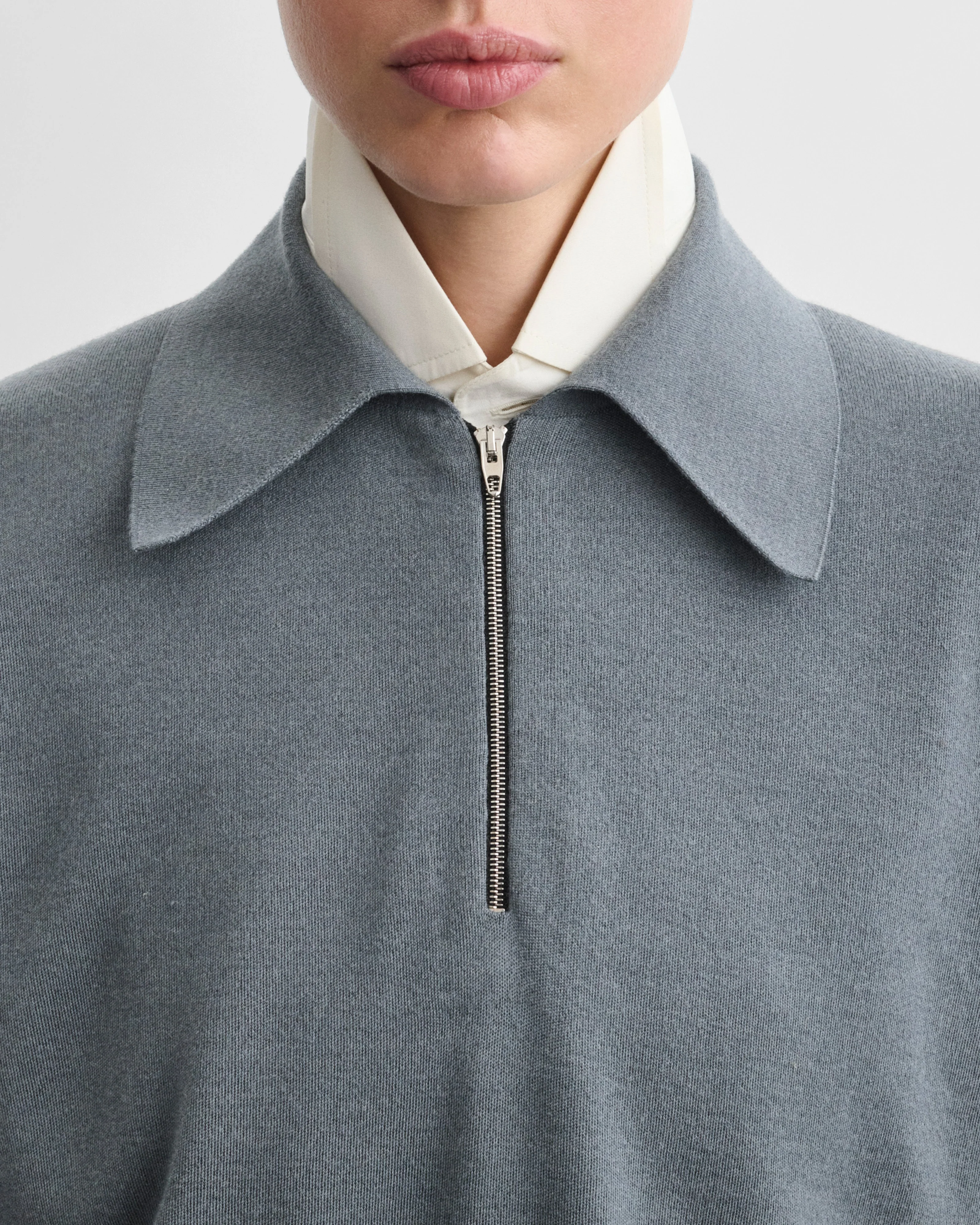 ZIP POLO | grey blue wool - Image 4