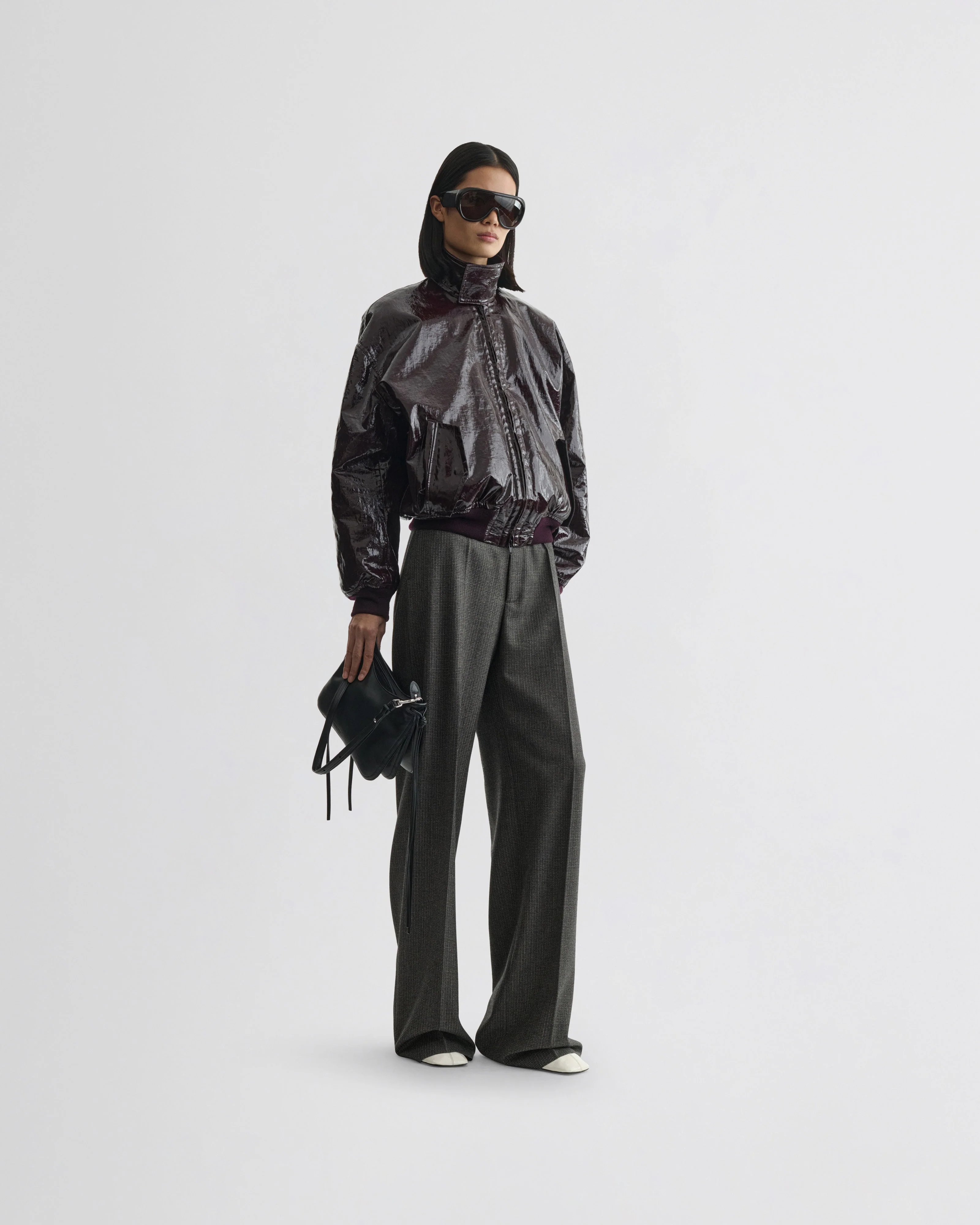 ZIP TROUSERS | grey brown melange - Image 3