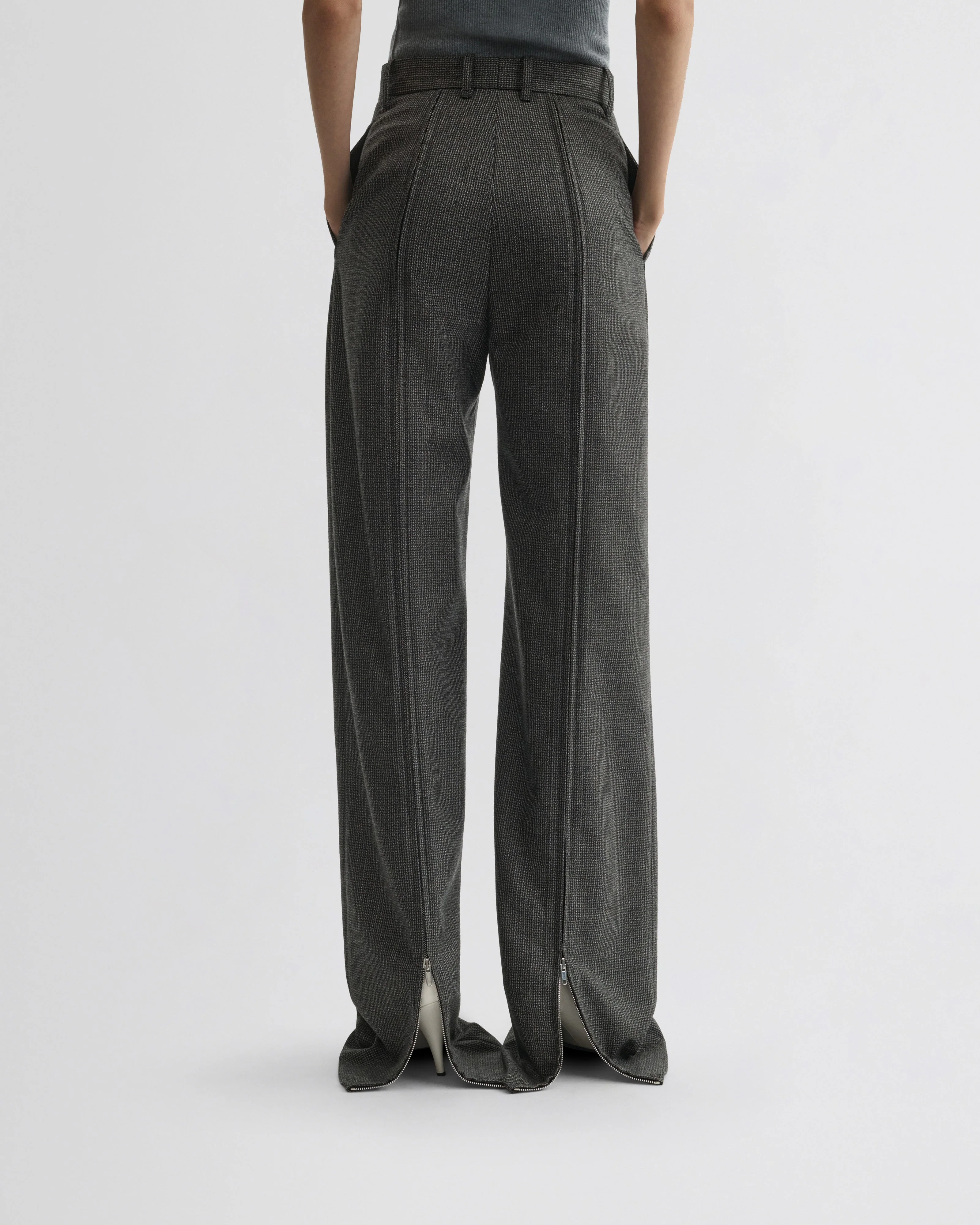ZIP TROUSERS | grey brown melange - Image 6