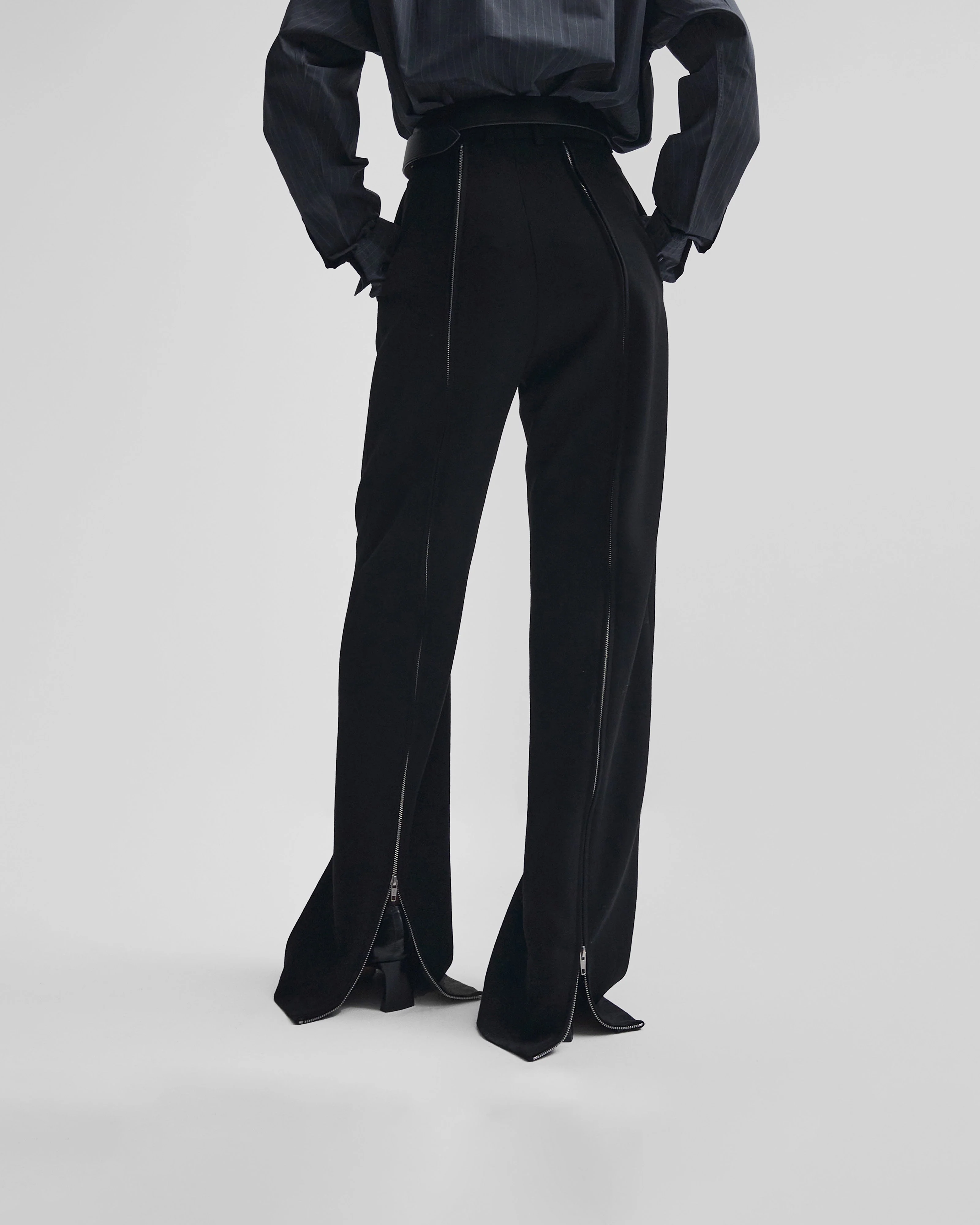 ZIP TROUSERS | black wool - Image 6